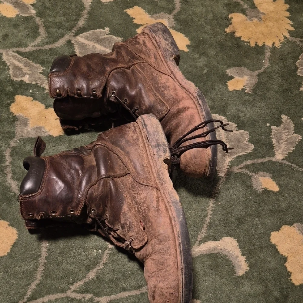 Red Wing Shoes Brown Leather Lace-Up Men's Work Boots